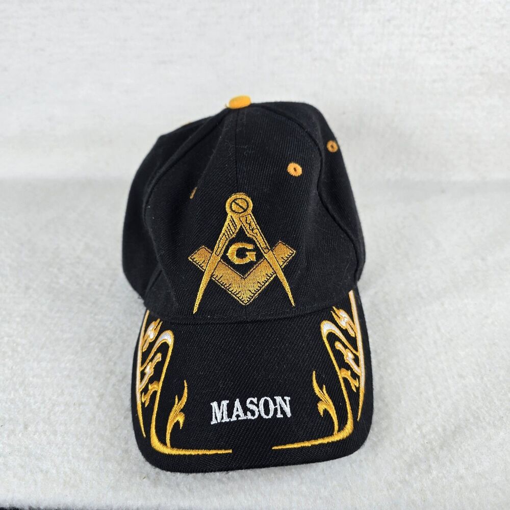 Black Master Mason Baseball Hat Cap Square Compass Masonic Fraternity Freemason